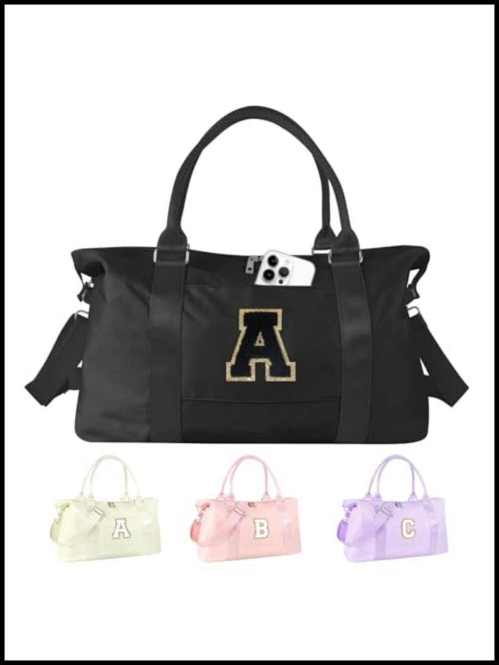 Monogram Duffel Bag for Women, Personalized Travel Weekend Carry On Gym Dance